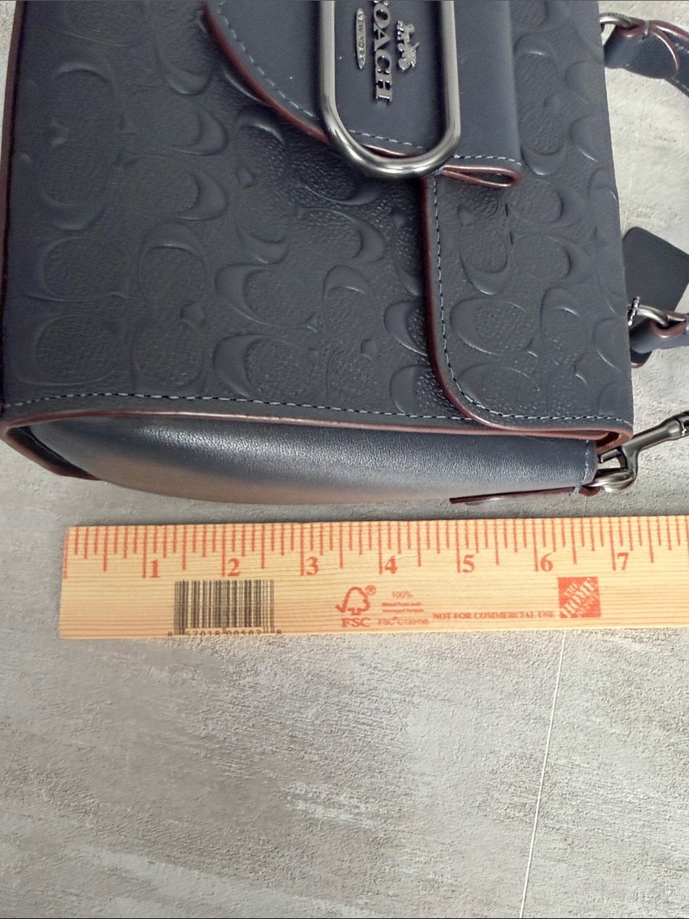 COACH Signature Leather Morgan Top Handle Satchel -  Midnight Navy. - Picture 14 of 16